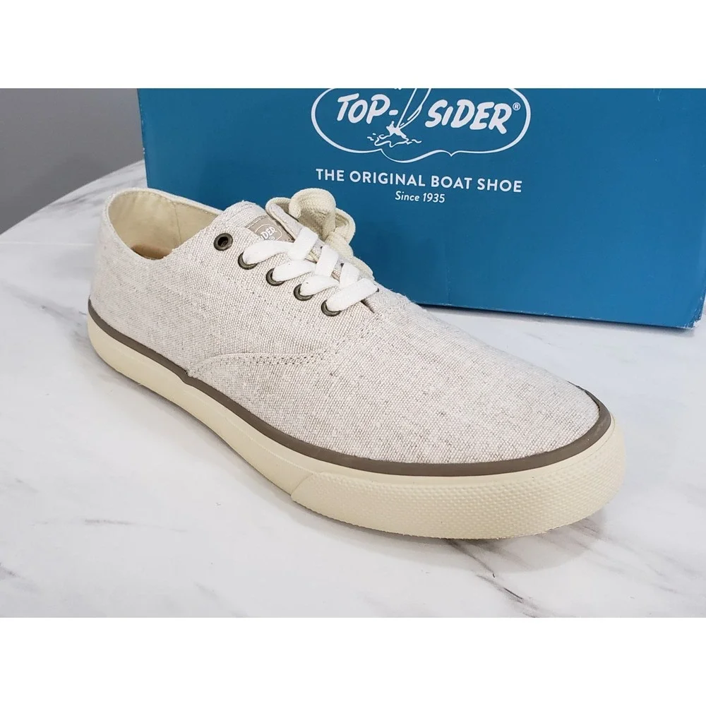 NEW MEN'S 9.5 - Sperry Men's SeaCycled Striper II CVO Trainer Natural Taupe